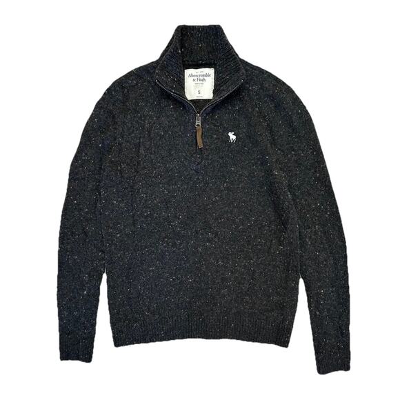 Abercrombie And Fitch Y2K Men’s Knit Quarter Zip Wool Blend Sweater Gray Size S - Picture 1 of 6